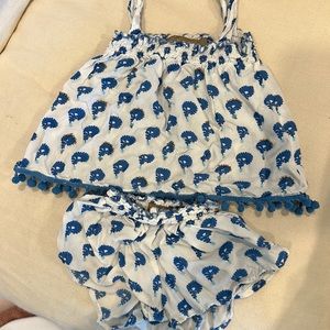 Skemo little girls 0-2 two piece block print outfit